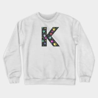 K letter with colorful paw print Crewneck Sweatshirt